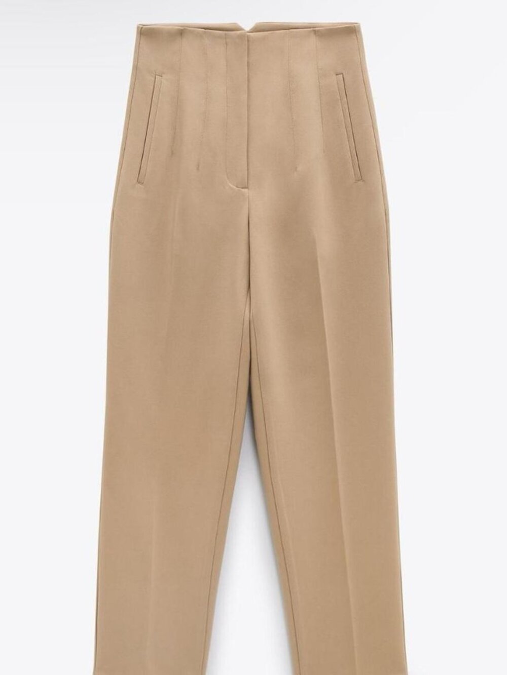 Zara High Waisted Darted Tan Beige Pants Trousers Size M